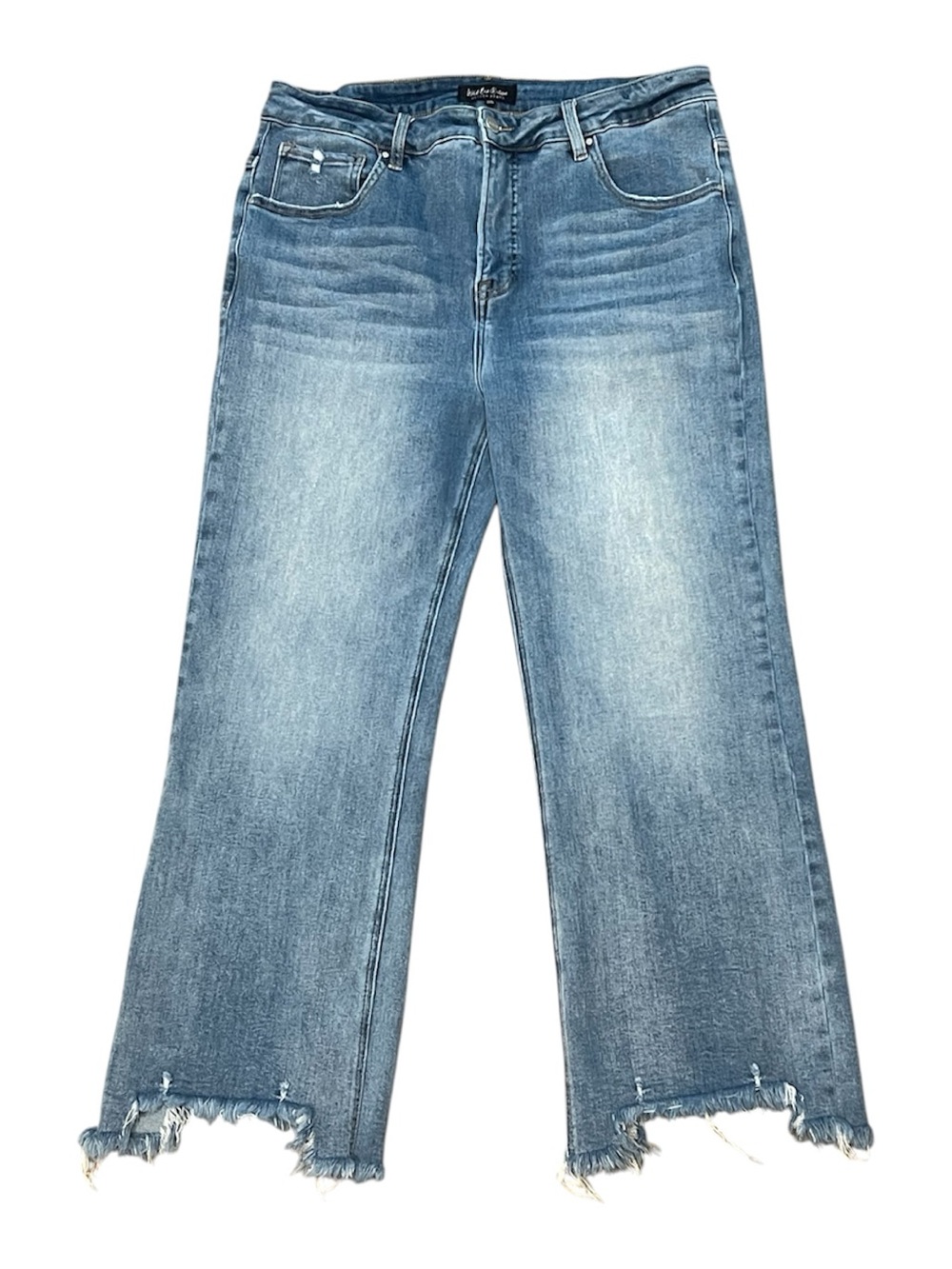 Wild Oak Boutique Risen | Jeans Blue Wide Leg High Rise Raw Hem Sz 2XL